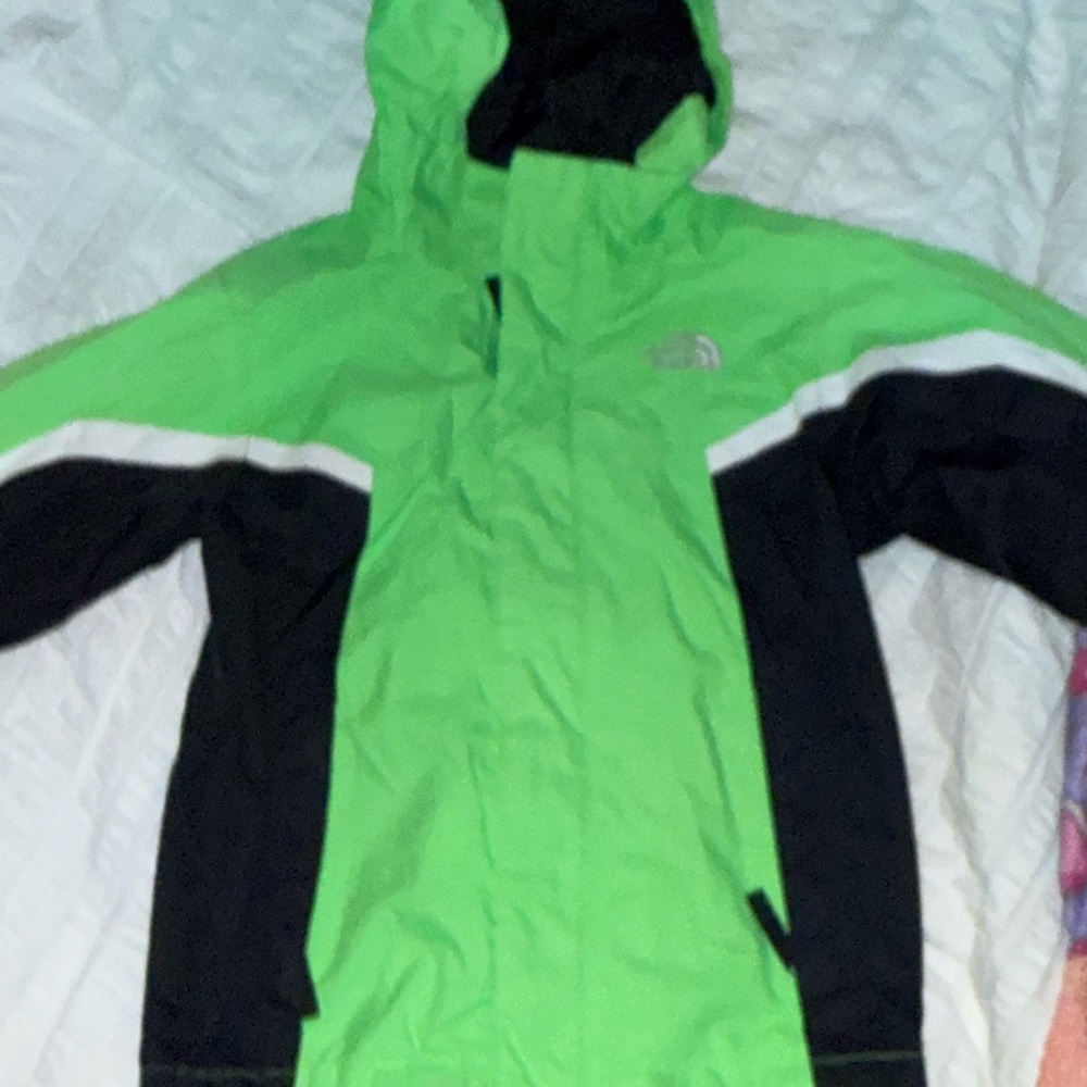 The North Face Kids Green and Black Raincoat